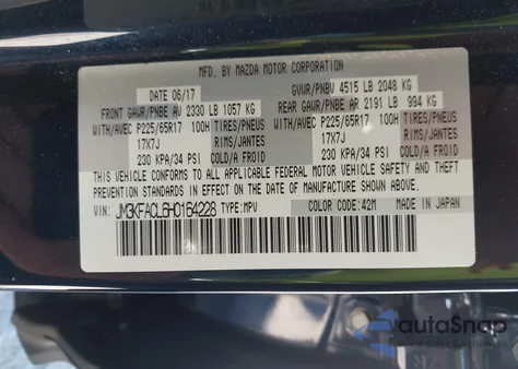 2017 Mazda Cx-5 Touring z USA, uszkodzony, nr VIN JM3KFACL6H0164228